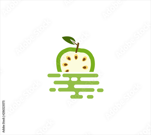 Floating Soursop Fruit Logo Icon Design Vector Stock Template