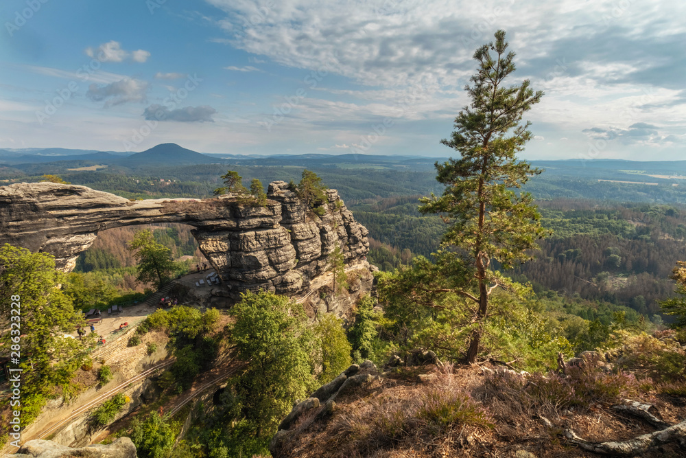 Beautiful evening view of Pravcicka brana - the biggest natural gate in Europe.