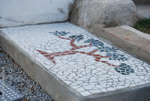 Mosaic Tree Design on Step