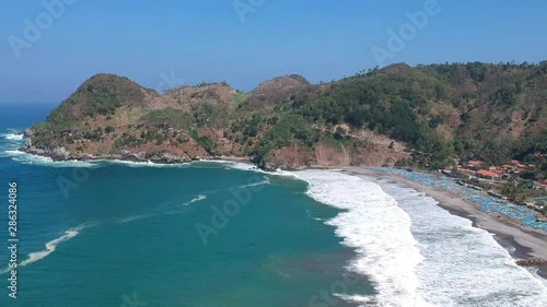 Aerial View of Watu Bale Beach, Kebumen, Central Java, Indonesia