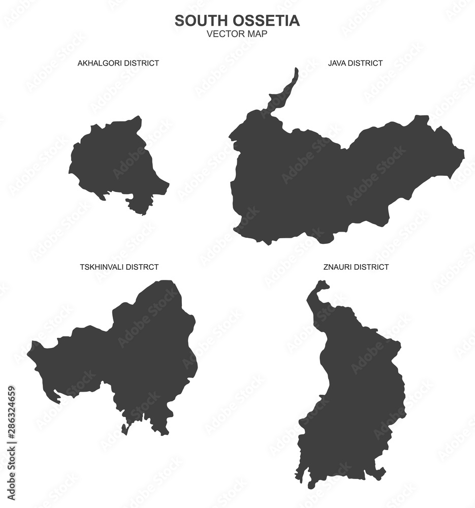 Fototapeta premium vector map of South Ossetia on white background
