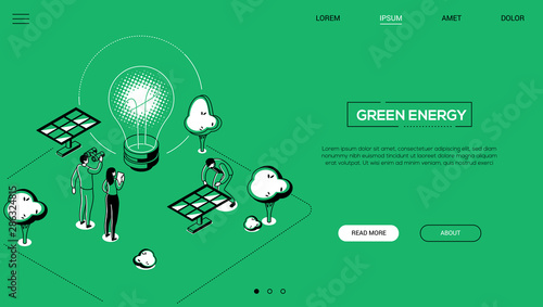 Green energy - line design style isometric web banner