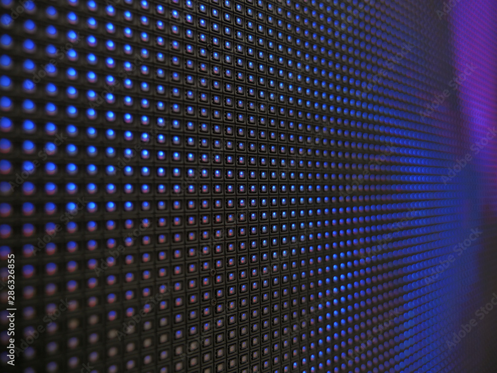 RGB LED Pixel Pitch - Red Green Blue - Color Mixing LEDS. Perspective view SMD Technology. Display Colors Panel