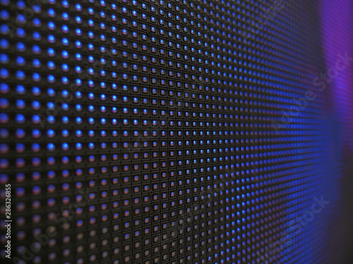 RGB LED Pixel Pitch - Red Green Blue - Color Mixing LEDS. Perspective view SMD Technology. Display Colors Panel