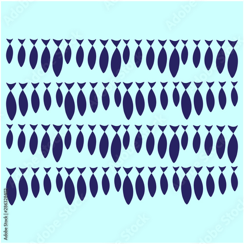 seamless monochrome geometric pattern set, logo, fish