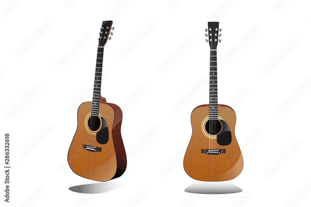 Fototapeta premium Guitar front, view on a white background International music player