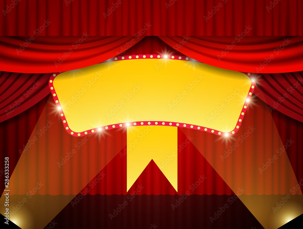 Shining retro banner on stage curtain Stock Vector | Adobe Stock