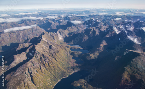 Views of Lofoten from the plane, in Norway