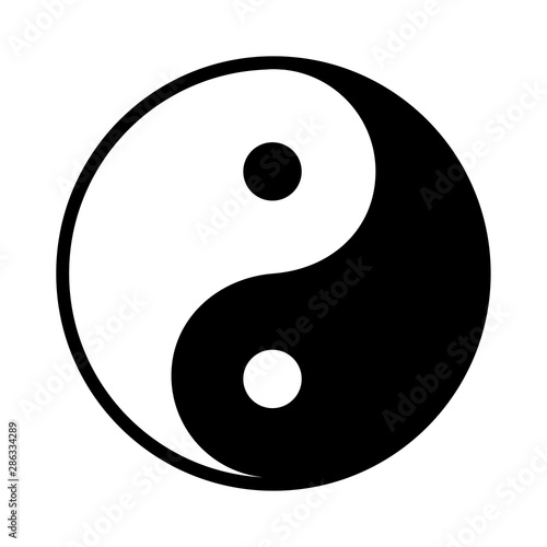Black and white yin yang on a white background