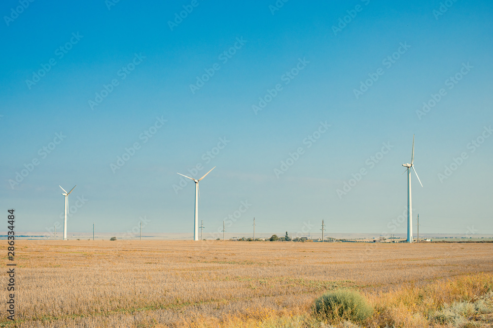 Windmills for electric power production.
