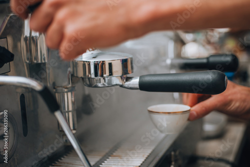 Espresso pouring from bottomless portafilte