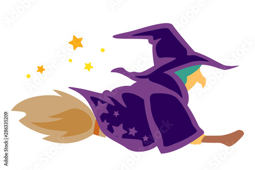 ハロウィン　魔法使いのイラスト