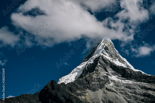 Mountain Landscapes on Santa Cruz Trek in Huscaran National Park in the Cordillera Blanca in Northern Peru 