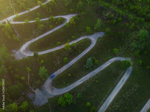 Aerial top vew of winding r...