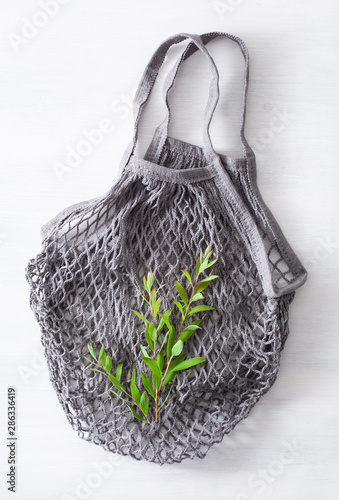 reusable mesh cotton shopping bag, plastic free zero waste concept
