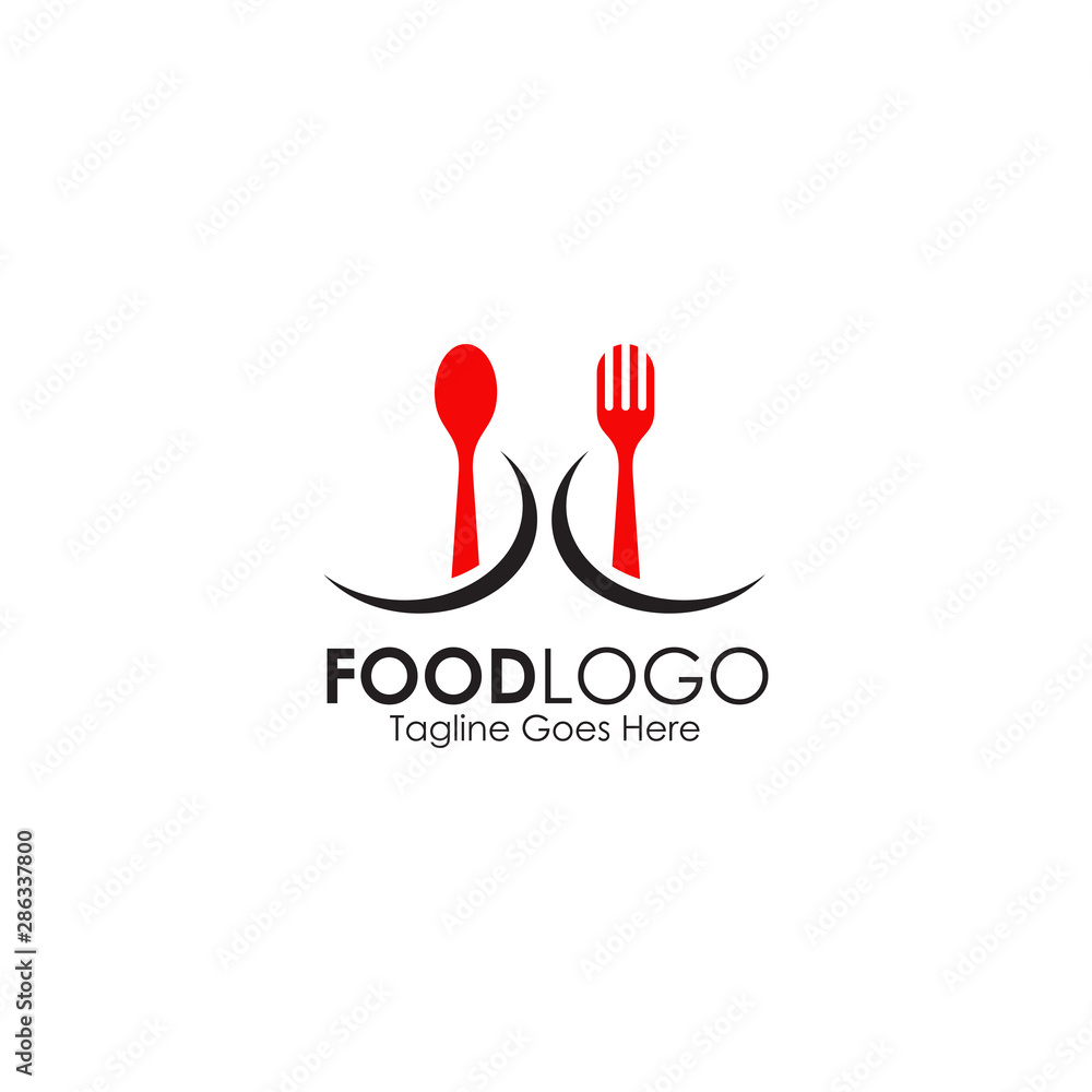 Food logo design with using spoon and fork icon illustration Food logo design with using spoon and fork icon illustration