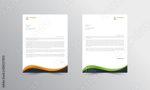 green and orange Abstract Letterhead Design Template - vector