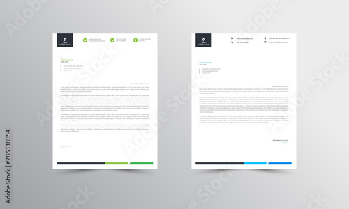 green and blue Abstract Letterhead Design Template - vector
