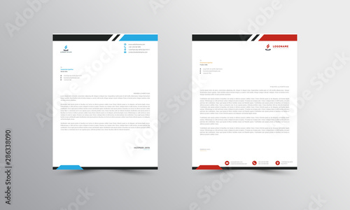 red and blue  Abstract Letterhead Design Template - vector