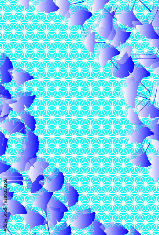 和風背景壁紙 日本の伝統模様 麻葉紋様 銀杏の葉 紅葉 秋 落ち葉 イチョウ 無料素材 フリーサイズ Stock ベクター Adobe Stock