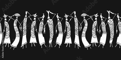 African women with jugs, seamless pattern for your design