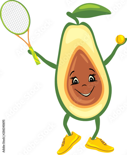 Happy avocado tennis player