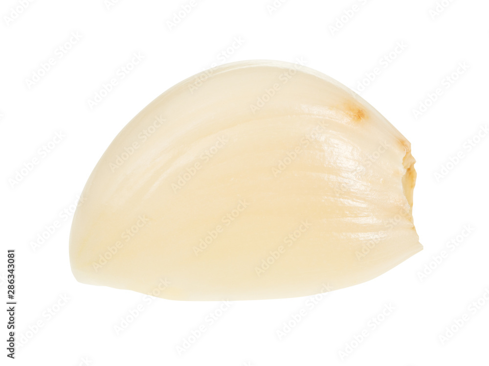 peeled clove of fresh garlic isolated on white peeled clove of fresh garlic isolated on white