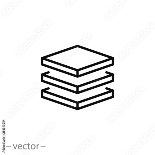 3 layer icon, stack level, height floor thin line web symbol on white background - editable stroke vector illustration eps10
