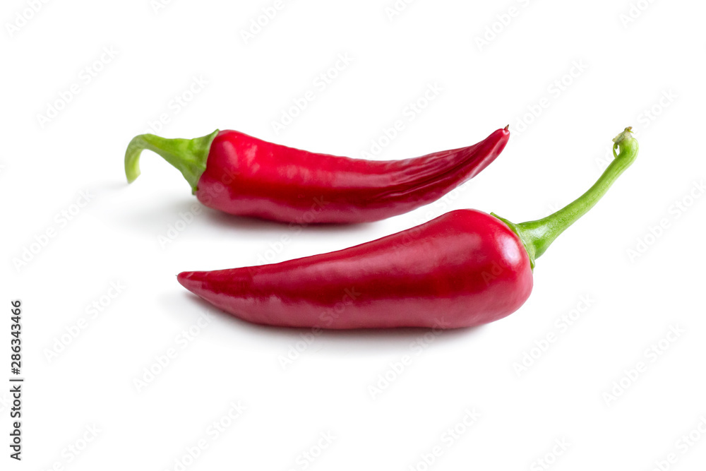 Hot red peppers isolated