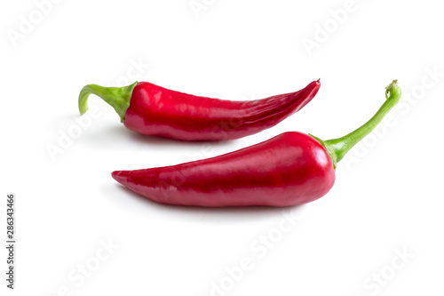 Hot red peppers isolated