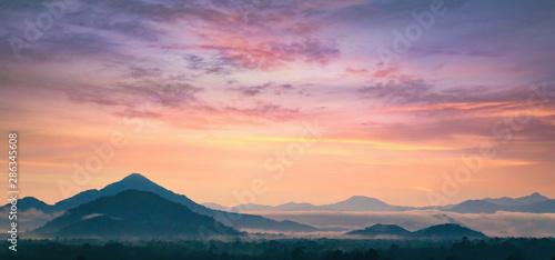 Canvas Print Mountain with sky and clouds sunrise background