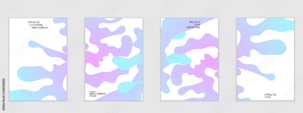 Flyer templates with wavy shapes overlapping on white