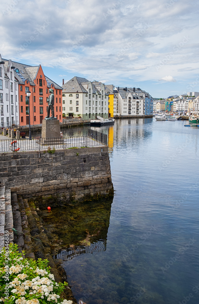 Fototapeta premium View of Alesund city in Norway in summer.
