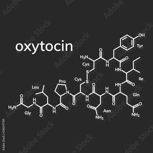 Oxytocine chemical formula, hormone of love and closeness