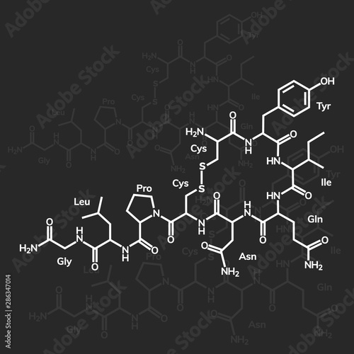 Oxytocine chemical formula, hormone of love and closeness