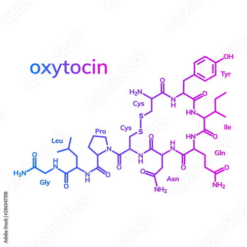 Oxytocine chemical formula, hormone of love and closeness
