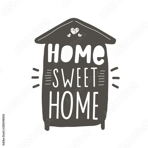 Home sweet home. Hand drawn lettering family quote. Black Vector design typography for prints, home, kids room decor, housewarming