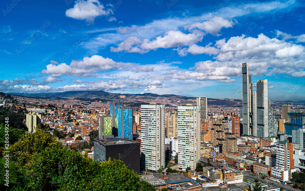 City downtown with beautiful sky and clouds