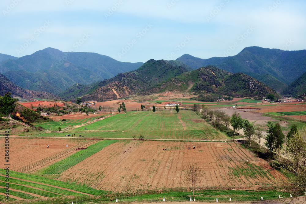 Naklejka premium North Korea countryside landscape