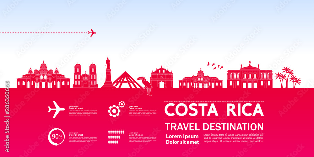 Costa Rica travel destination grand vector illustration. Costa Rica travel destination grand vector illustration.