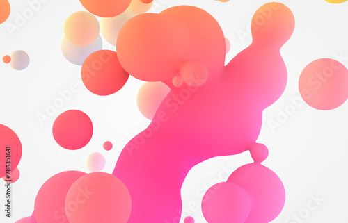 Abstract colorful 3d art background. Holographic floating liquid blobs  soap bubbles  metaballs.