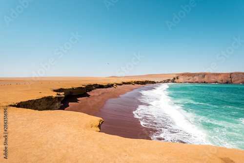 Obraz na plátne Playa Roja beach in Paracas National Reserve, Coastline of Peru
