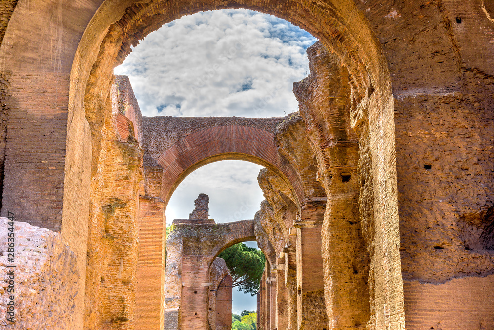 View to ancient ruins on Palatine hill, Rome, Italy.