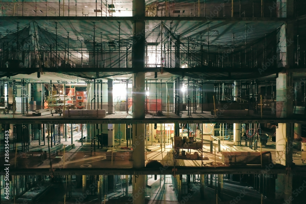 Fototapeta premium Aerial view of the high rise construction site