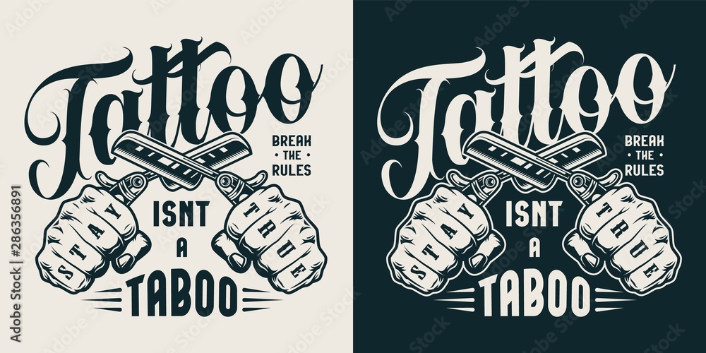 Obraz premium Vintage tattoo studio label