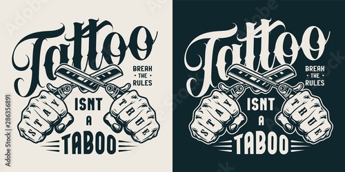 Vintage tattoo studio label