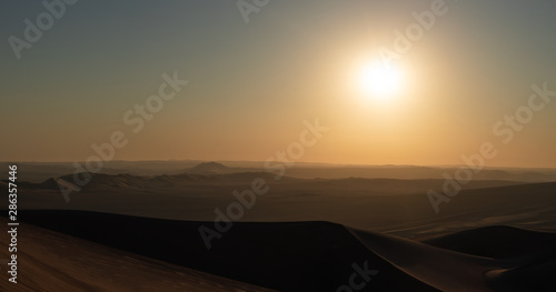Panoramic view of a desert sunset
