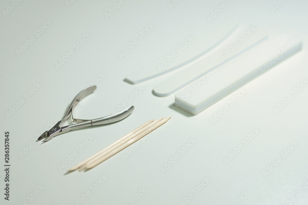 manicure tools on a white background manicure tools on a white background