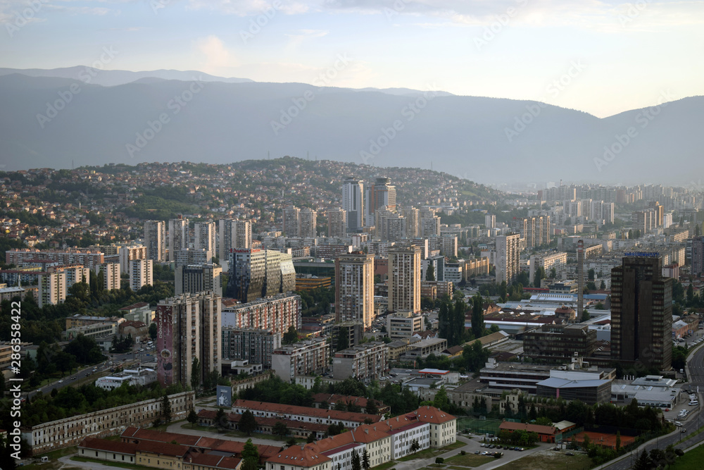 Fototapeta premium Aerial view of Sarajevo