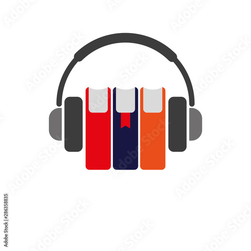 Icon audiobooks. Simple color vector illustration